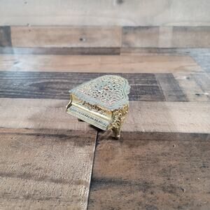 Vintage Gold Tone Piano Music Ring Box - Japan Made